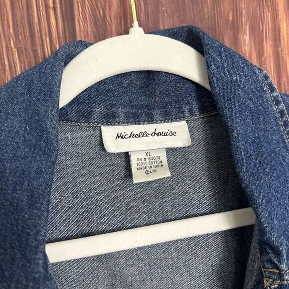 VTG Michelle Louise Denim Jacket Sunflower Embroidery Size Womens XL Vintage 90s - Picture 3 of 7